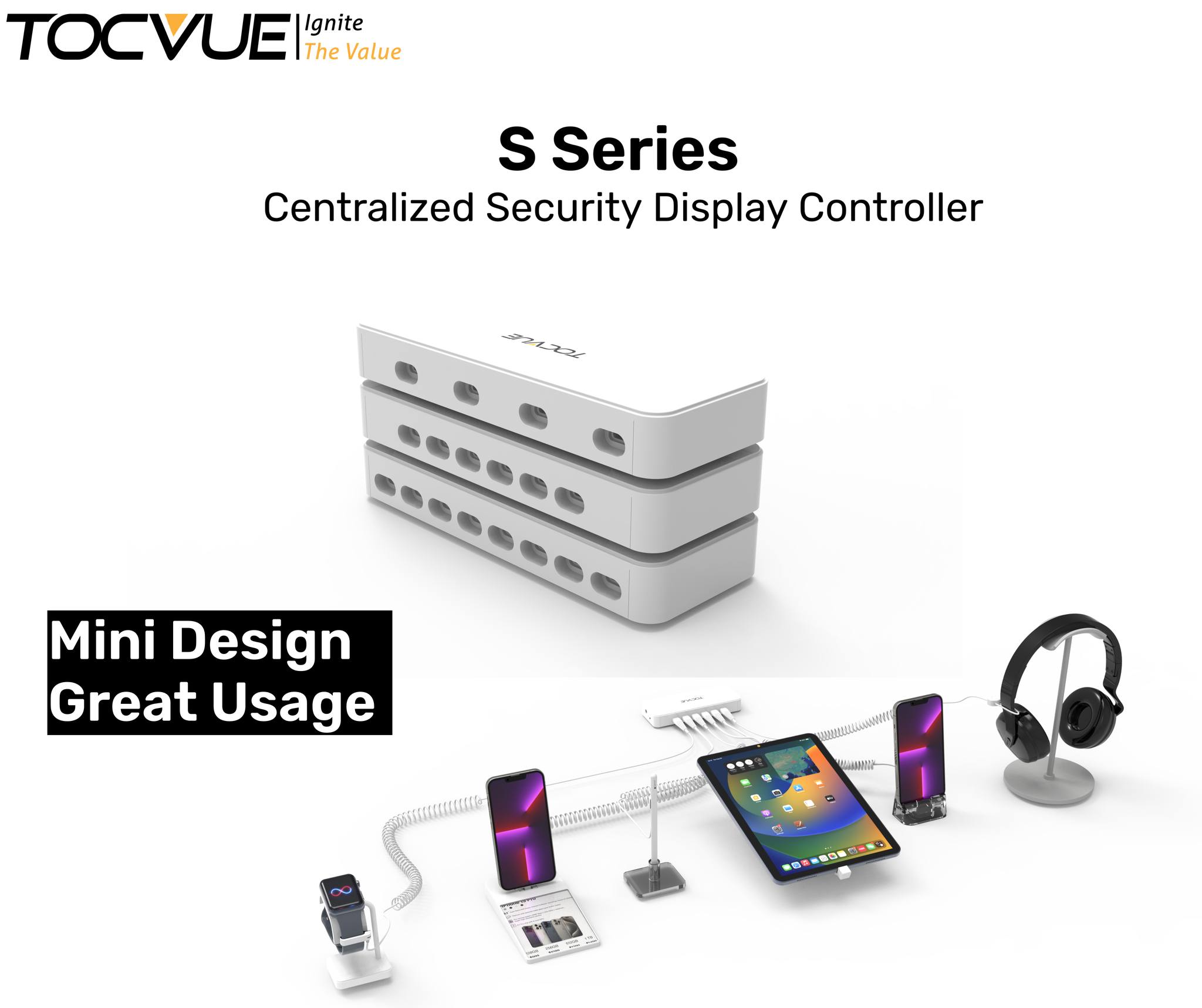 Additional image 1 for 8 Ports Anti-Theft Security Alarm Controller for Mobile || Tocvue